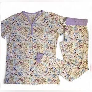 Little Sleepies Women’s 2 Piece Floral Pajama Set Sz XS /S Bamboo Loungewear PJs